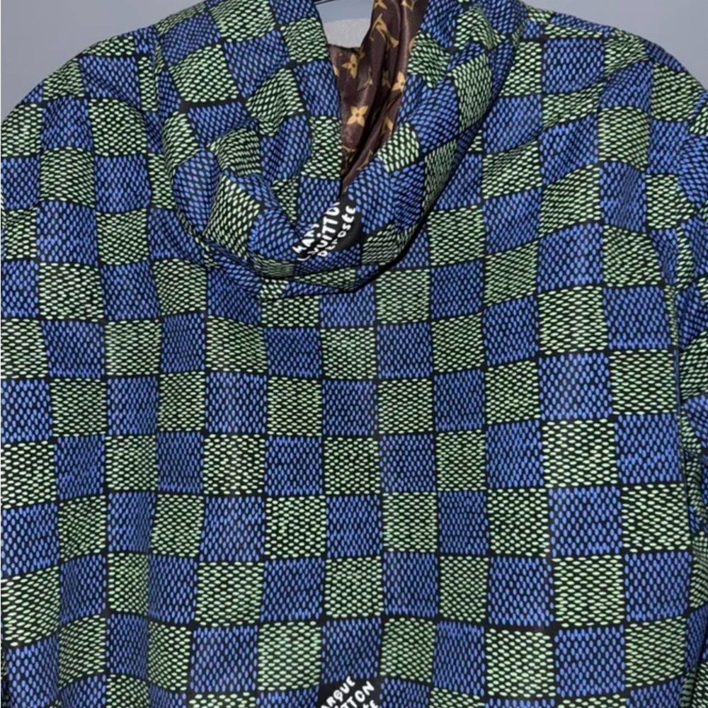 Louis Vuitton Blue and Green Checkered Windbreaker